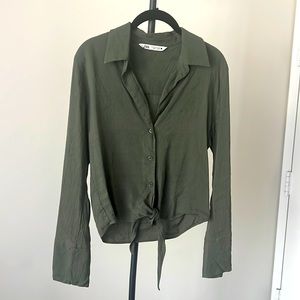 Zara Green Linen Shirt (size S)